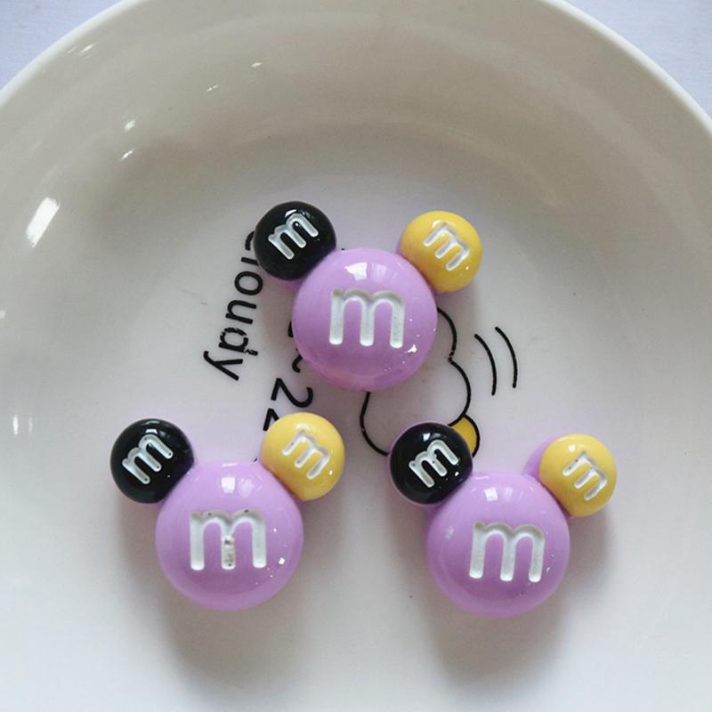 10 Pcs New Cute Bright Surface Cartoon M Beans Colour Candy Resin Scrapbook Diy Jewelry Children Party Hairpin Accessories A88