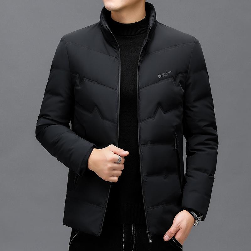 Зимняя куртка-пуховик с воротником-стойкой для мужчин, простая, модная и стильная теплая куртка, высококачественная повседневная куртка-пуховик для молодежи и людей среднего возраста