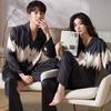 "Ice Silk Long Sleeve Ink Painting Couple Pajamas for Spring & Autumn"
