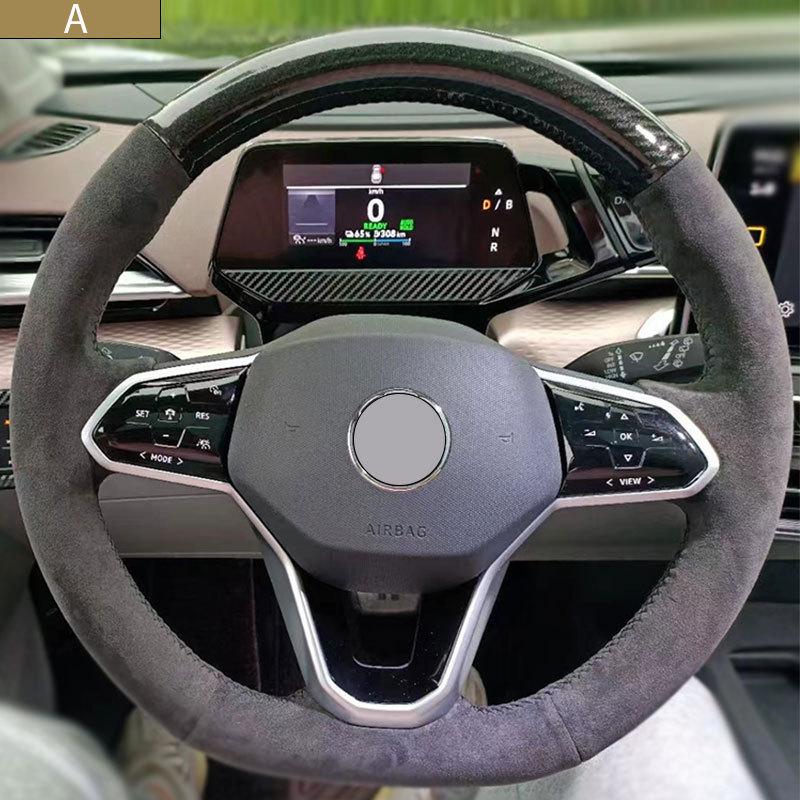 Индивидуальная чехол на руль автомобиля для Volkswagen ID3 ID4 Crozz ID6X ID4X Touareg Сшитый вручную 3 вспомогательных дизайна Кожа Замша