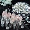 1 Box Aurora Rose Flower 3D Nail Charms Mixed Pearl Beads Rhinestone Decoration Valentine Nails Accessories Supplies Luxury Parts