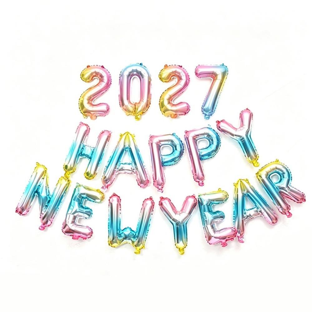 Holiday Ornaments Colorful Foil Balloons Happy New Year 2027 16 inch Balloon Set