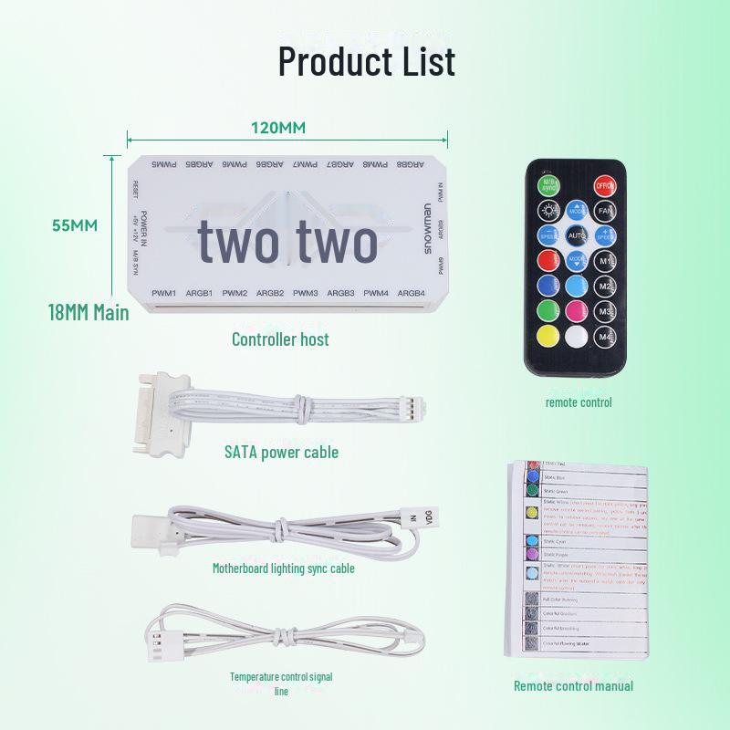 Контроллер Snowman H9-ARGB: 5 В 3-контактный светодиодный синхронизирующий вентилятор шасси с 4-контактным ШИМ-концентратором контроля температуры