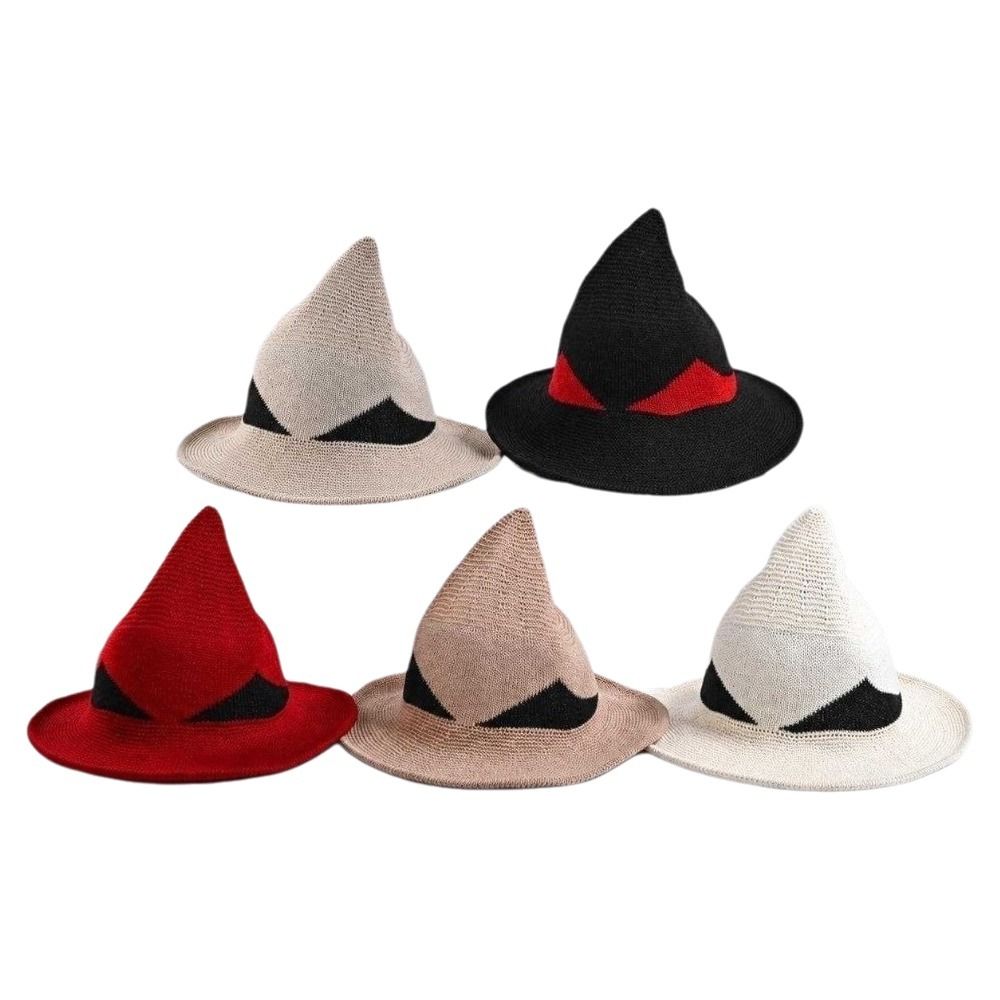 Wide Edges Wizard Cap Knit Cosplay Party Hat Cosplay Headpiece Pointed Bonnet Party