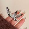 Korean Style Leaf Shape Ring Minority Design Punk Finger Ring Creative Exaggerated Ring  Gift