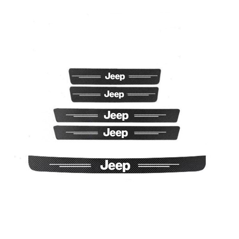 Автомобильные наклейки на пороги из углеродного волокна с логотипом для Jeep Grand Cherokee Wrangler JK Gladiator Compass Renegade Patriot