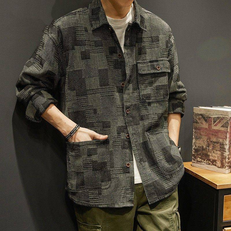 Премиум Sense of Heavyweight с длинными рукавами мужская осенняя свободная повседневная блузка американская рабочая рубашка куртка размера плюс