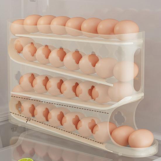 Подставка для яиц для холодильника, автоматический диспенсер для яиц, компактный 4-ярусный органайзер для яиц вмещает 30 яиц для хранения в холодильнике, на кухонной столешнице