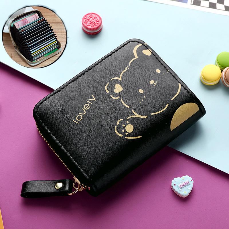 Women's Cute Cartoon Mini Card Holder Wallet - Multi-Slot, Zipper, Japanese/Korean Style, 2025 New