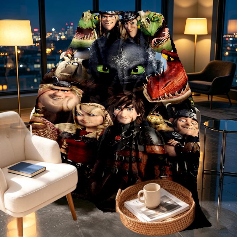 How to Train Your Dragon Print Blanket - Soft & Comfortable, for Bedroom, Travel, Sofa, Home Decoration - Birthday Christmas Gift for Friend