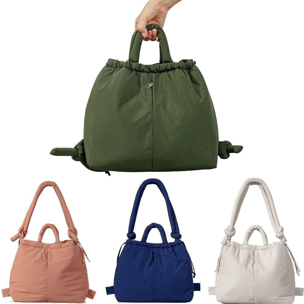 Casual Soft Nylon Padded Tote Bag Large Capacity Quilted Women's Handbags Puffy Lightweight Crossbody Bags Shopping