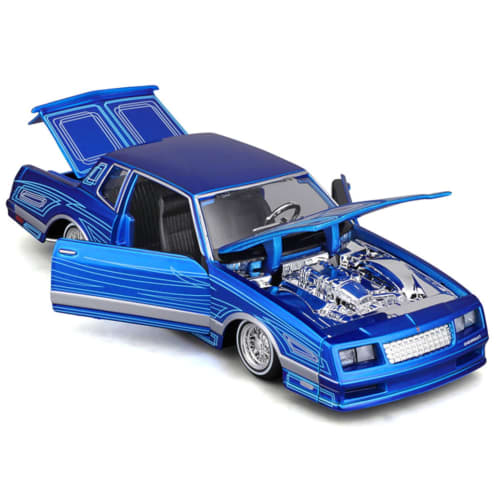 Maisto 1/24 scale Chevrolet Monte Carlo 1986 Blue Custom Lowriders Series / Diecast Model Car, Finished Product 32542