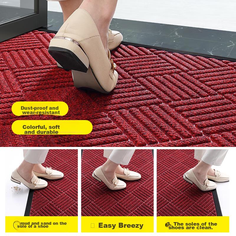 Boneng High-End Entrance Door Mat, Outdoor Entryway Carpet, Foot Mat, Doorway Rug, Door Mat, 60x120cm, Lingmeng Red