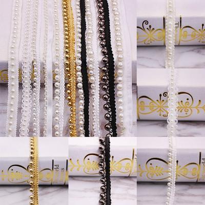 Тканевое Свадебное Платье Жемчужная Тесьма Кружевная Лента Расшитая Бисерная Кружевная Лента Кружевная Отделка Ручная Вышивка Жемчугом