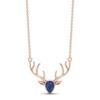 Blue Sapphire Stag Head Necklace - Sterling Silver