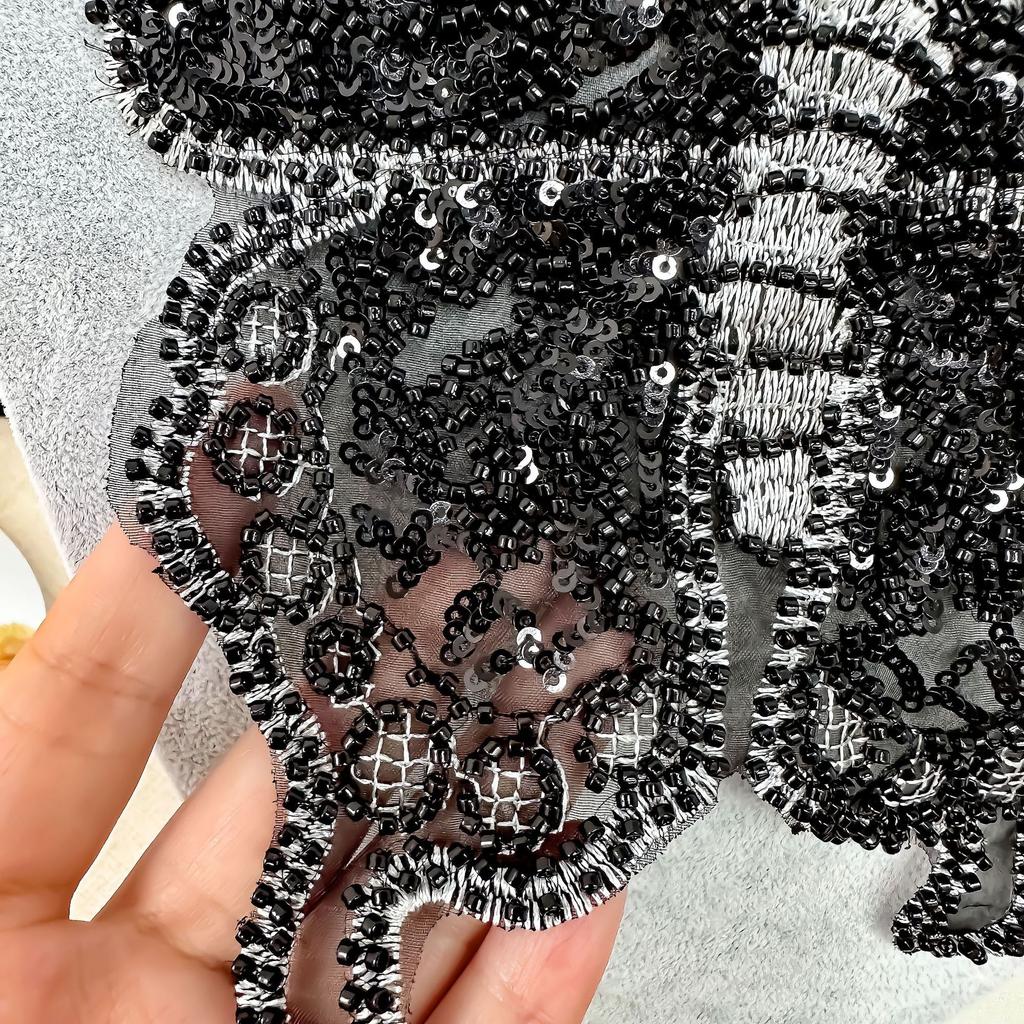 Mesh Bottom Embroidery Beaded Butterfly Applique Accessories Clothing Lace Children'S Clothing Veil Accessories