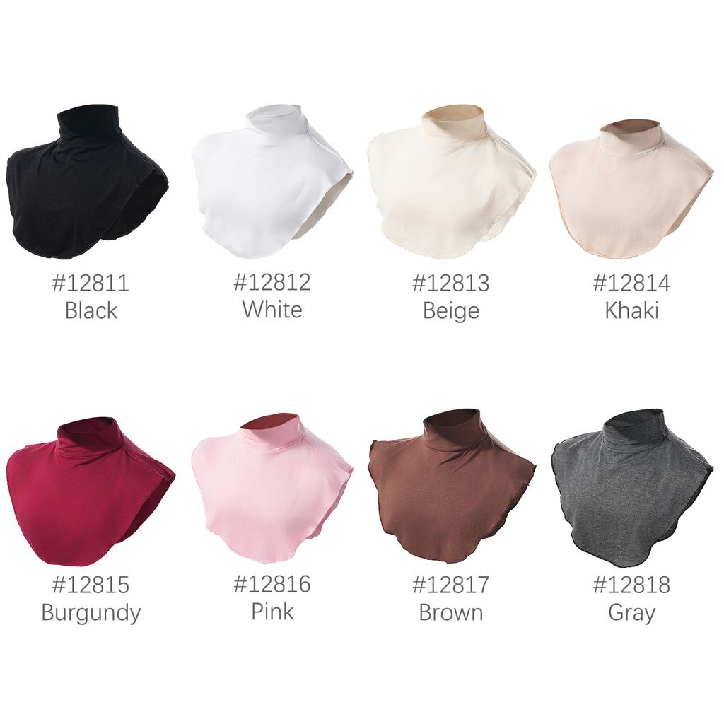 Women Muslim Modal Fake False Collar Islamic Hijab Extensions Turtleneck High Neck Cover Warmer Half Tops Hijab Scarf Crop Wrap