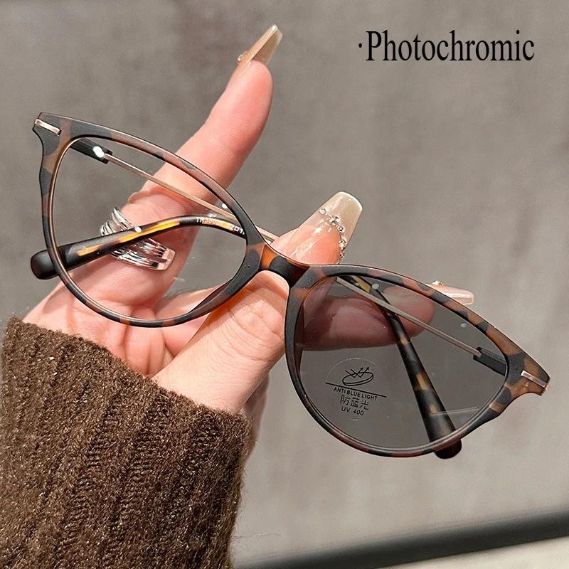 Очки для чтения Cat Eye Pochromic для мужчин и женщин, модные, блокирующие синий свет, для пресбиопии, трендовые новые солнцезащитные очки для дальнозоркости