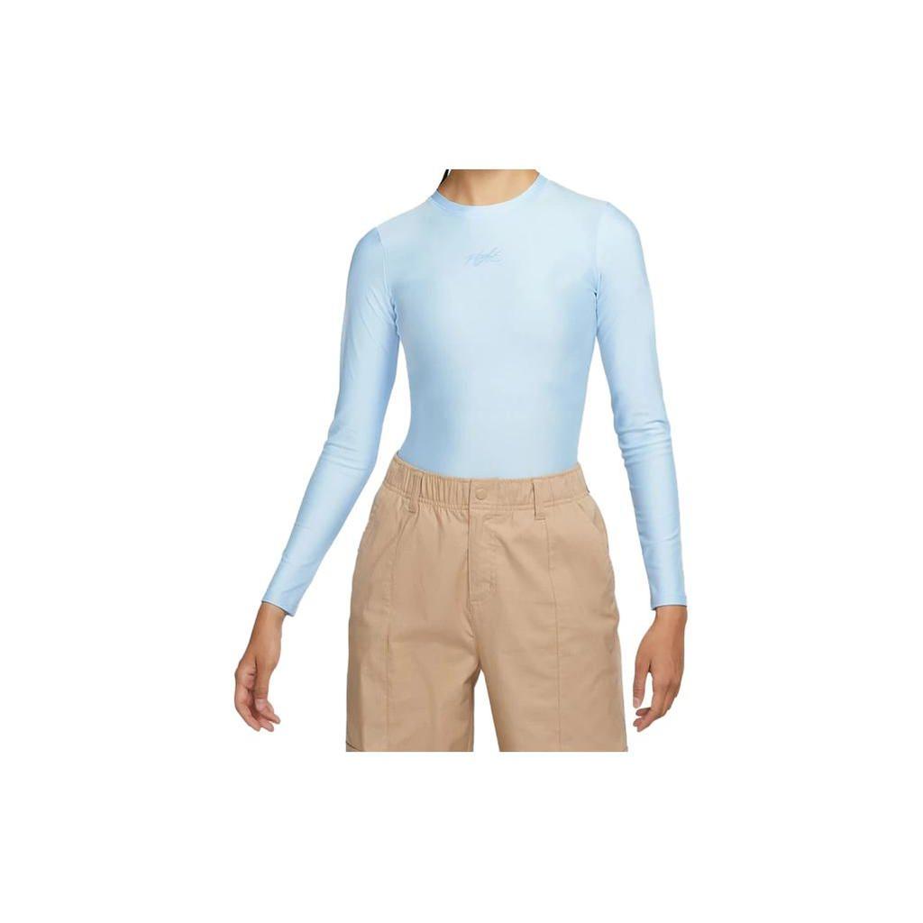 Nike Solid Color Breathable Slim Fit Sports Round Neck Bodysuit Women Bodysuit Blue DD7061-438