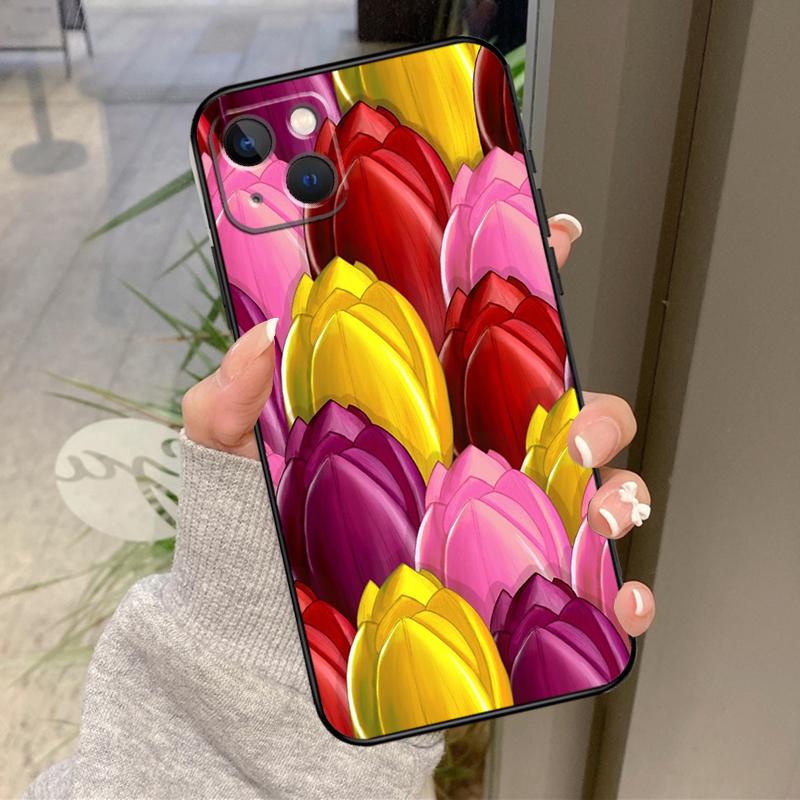 Цветочный весенний чехол с тюльпанами для iPhone 16 Pro Max 15 14 12 11 13 17 Pro Max Plus 12 13 Mini 16e 17 Air Задняя крышка