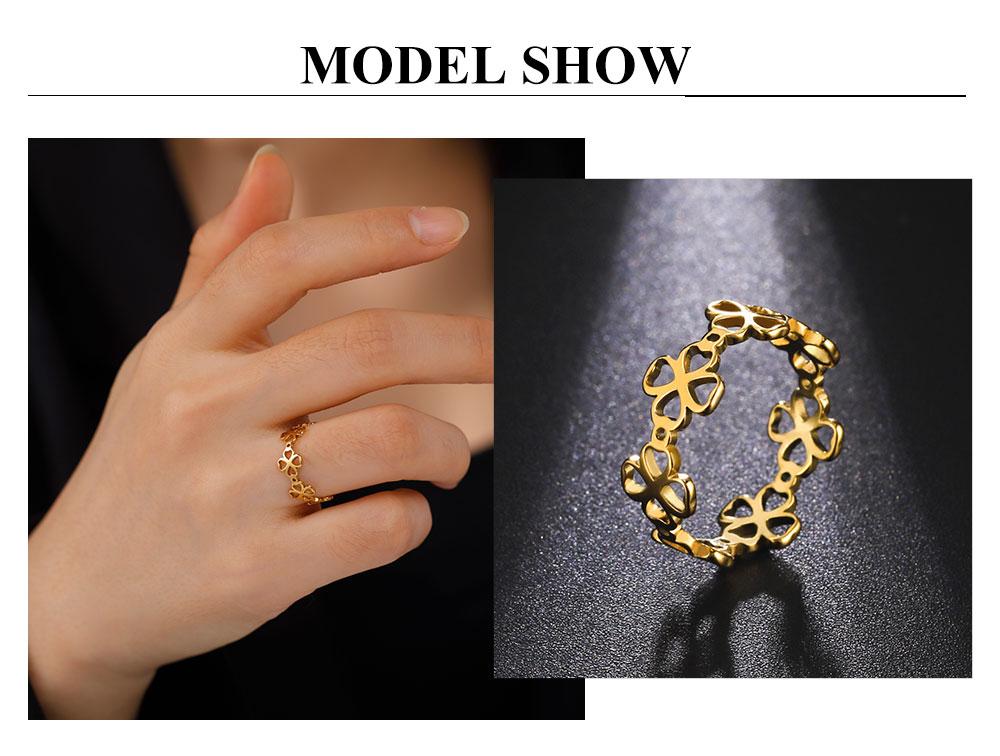 Cazador Trendy Four Leaf Clover Rings for Women Stainless Steel Minimalist Rings Jewelry Anniversary Wedding Mother Gift 2026