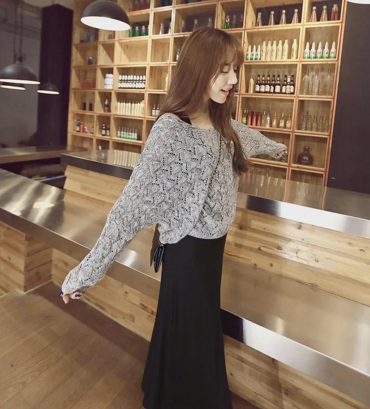 Корейский стиль плюс размер женское трикотажное платье с длинным рукавом костюм - Весенняя коллекция