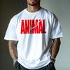 Хлопковая футболка с принтом животного Streetwear Спортивный стиль Для мужчин Фитнес Мышцы Белая - Мужская летняя хлопковая футболка с графическим принтом