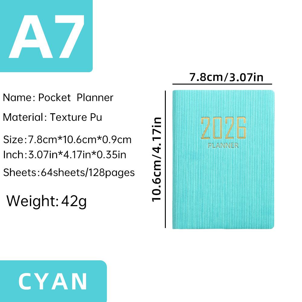2026 English Planner Mini A7 Planner Notebook Mini Pocket Notebook English Portable Weekly Calendar For School Pocket Use Travel