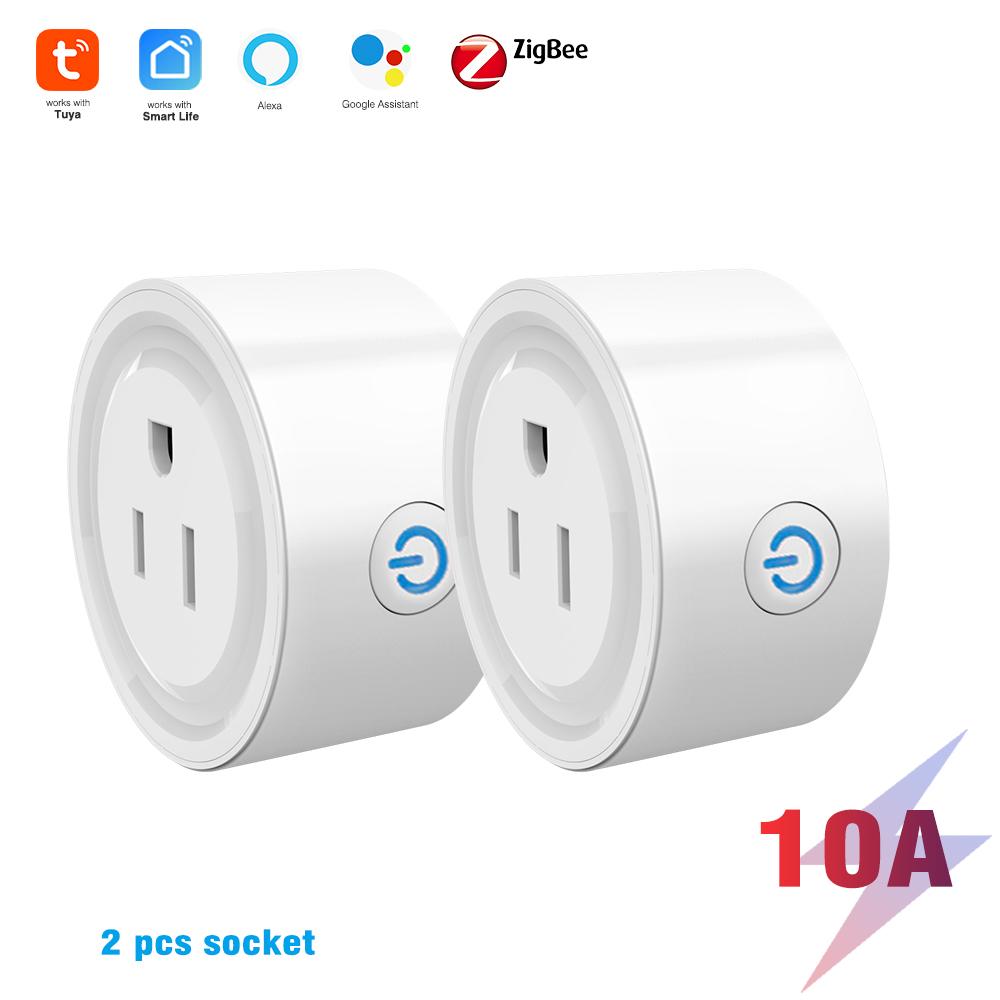 Умная розетка Tuya Zigbee с вилкой США для хаба-шлюза. Беспроводное дистанционное управление через приложение для умного дома. Работает с Alexa и Google Home, делая дом умнее.