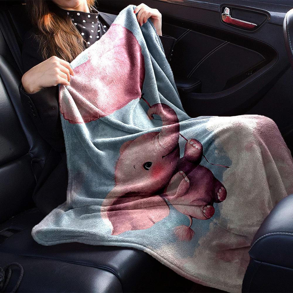 1pc Elephant Balloon blanket Lightweight Flannel Throw for Sofa Bed Travel Camping Livingroom Office Couch Chair