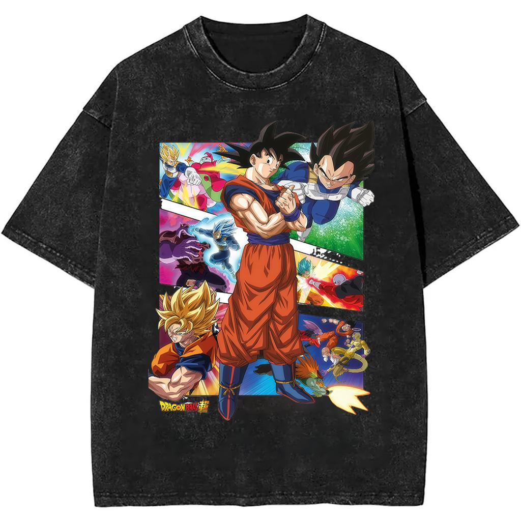 Летняя ностальгическая футболка Dragon Ball 2026 100% хлопок Плотная стираная ретро оверсайз мужская с принтом аниме стритвир унисекс