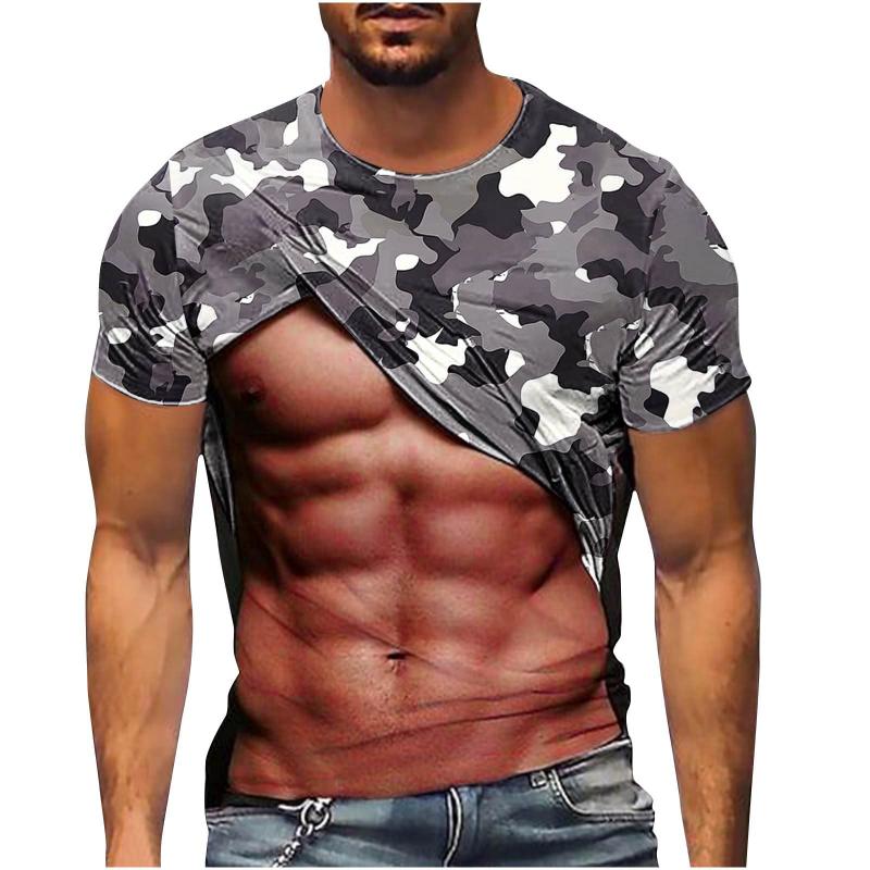Мужская футболка, новая мода, камуфляжный рисунок Fake Muscle, забавная футболка с 3D-принтом, летняя мужская футболка с короткими рукавами в стиле хип-хоп-стрит