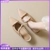 Pointed Single Shoes Women's Inner Height Increase Bow Nude Bag Head Half Slippers Women's Summer Outer Wear