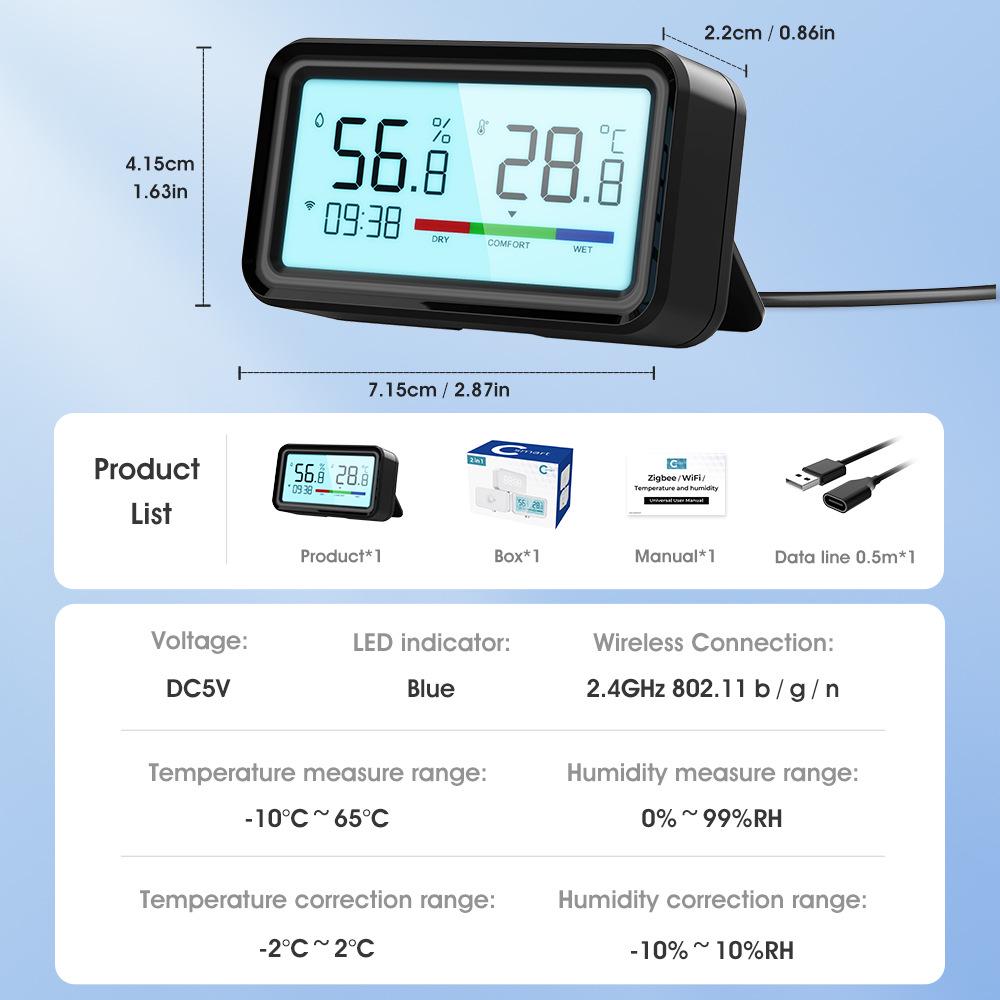 Tuya Smart WiFi Zigbee Thermo-Hygrometer: Remote Control Temperature & Humidity Sensor with Screen Display