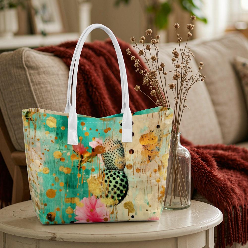 Vibrant Artistic Floral Casual Tote Portable Lightweight Daily Carry Shoulder Bag