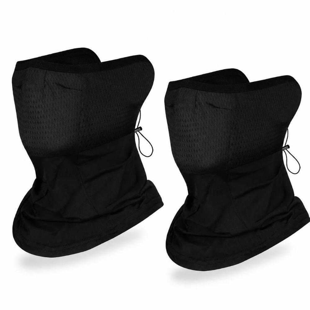 2PCS Breathable Neck Gaiter Face Cover Black Cycling Face Cover Ice Silk Neck Gaiter Camping