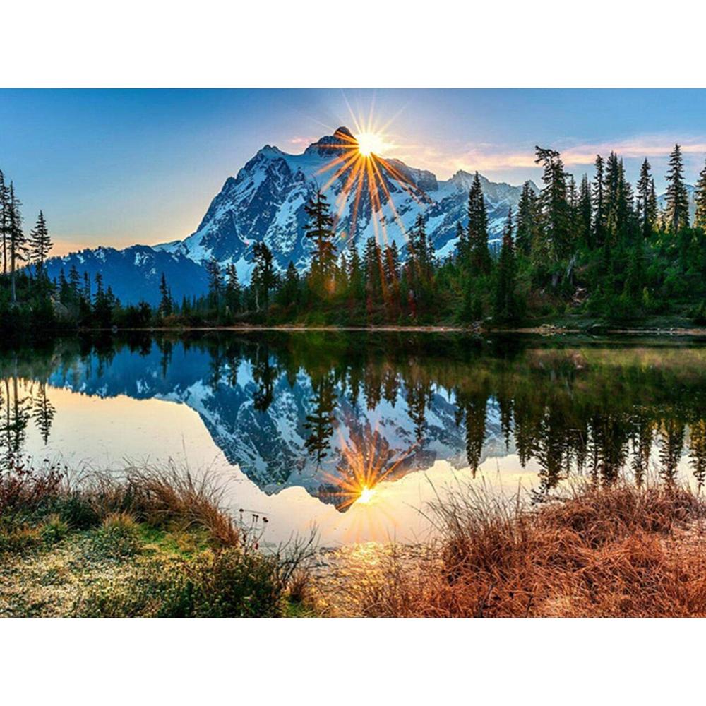 5D алмазная живопись закат пейзаж Diy круглая вода алмазная вышивка пляжная мозаика узор полный дизайн украшения дома