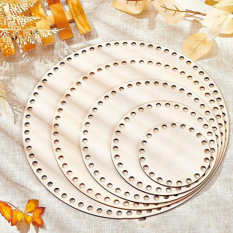 6 шт. 20 см Деревянное дно для сумки DIY Креативное ручное изготовление Круглое деревянное дно Корзина для вязания крючком Плетеная Вязаная Деревянная доска-дно для сумки