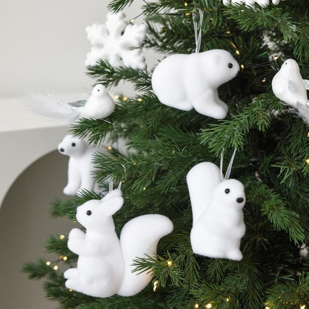 Флокированный Рождественский Подвесной Кулон Елка Белый Медведь Снежинка Подвесной Кулон Домашнее Украшение