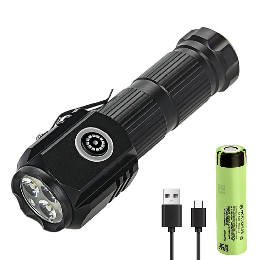 High Power 3 LED Mini LED Flashlight 2000LM SST20 Portable EDC Torch TYPE-C Rechargeable IPX6 Camping Lantern with Tail Magnet