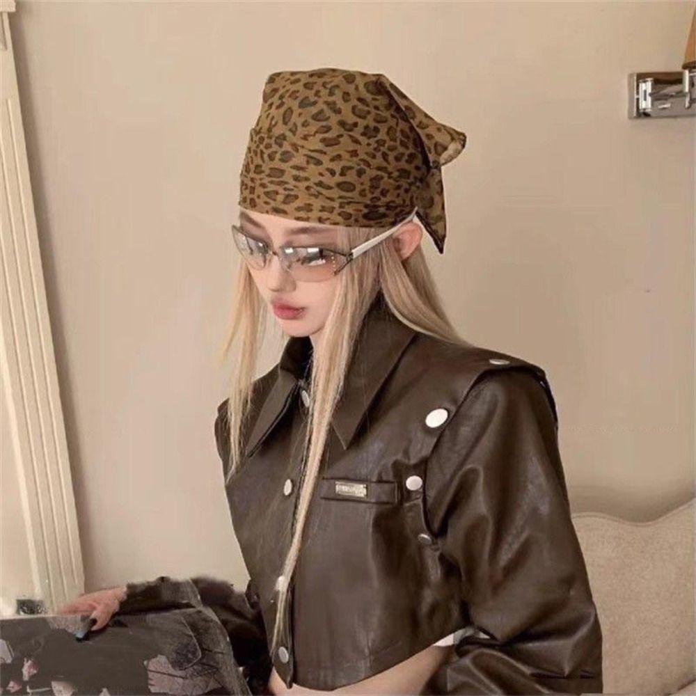 Headband Leopard Print Turban Spice Girls Small Square Scarf Exquisite Printed Headscarf Women