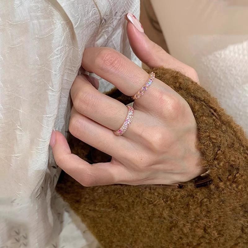 Корейские розовые циркониевые кольца для женщин, блестящее квадратное кольцо на палец, изысканное эстетическое кольцо, модные украшения для вечеринок, свадебные подарки, ювелирные изделия, витые кольца
