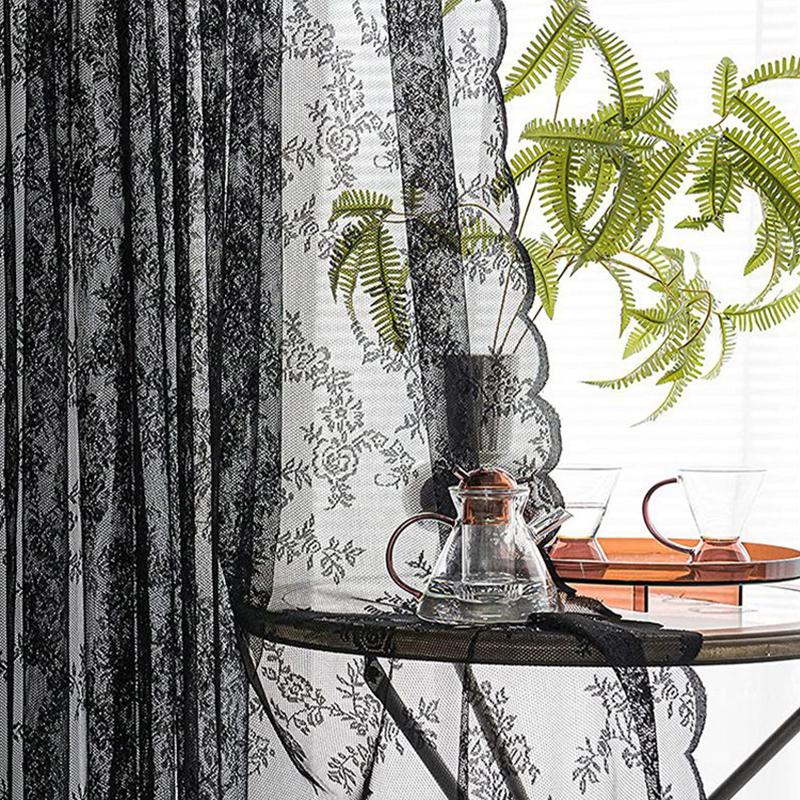 Кружевные занавески, покачивающиеся бежевые прозрачные занавески для кухни, гостиной, спальни, оконные шторы, короткие, винтажная цветочная вышивка, 1 шт.