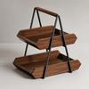 Two-Tier Countertop Storage Rack Easy to Clean Wood and Metal
