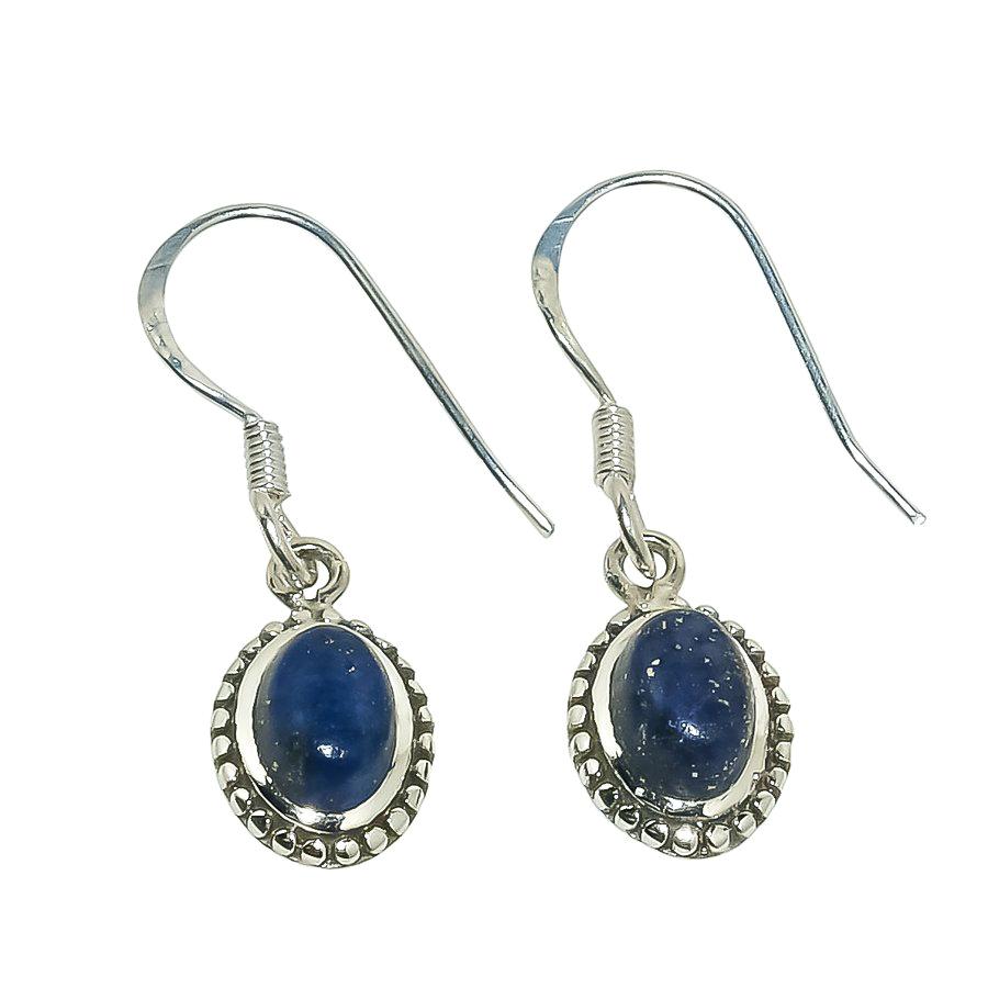 Natural Lapis Lazuli Gemstone 925 Solid Sterling Silver Gift Earring 1.25" R2b68
