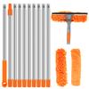 Extended Window Cleaning Kit 2 In 1 Double Sided Glass Squeegee Cleaner Duster Mop 180° Swivel Window Cleaning Tools