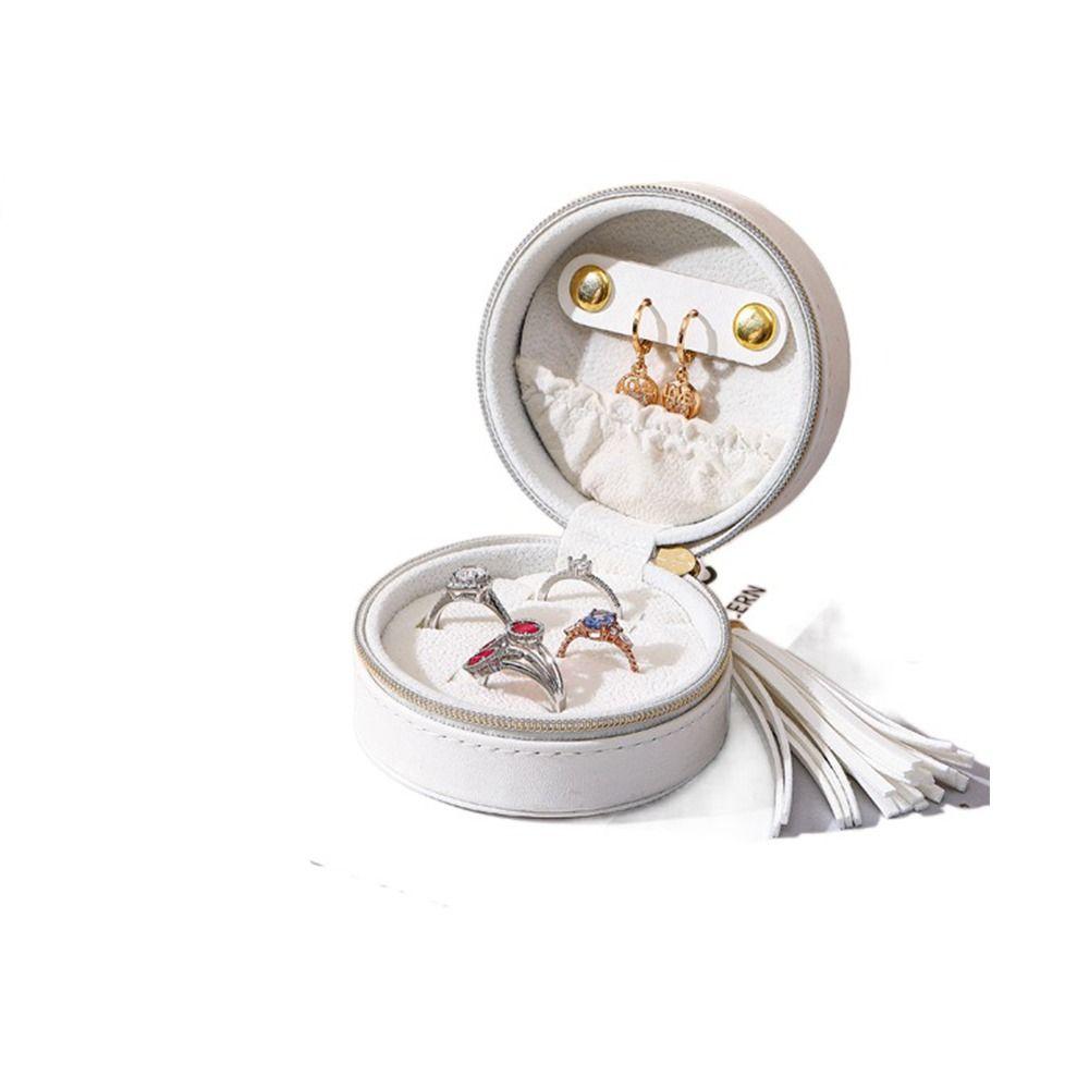 Однотонная шкатулка для хранения украшений Круглая шкатулка для ожерелий и колец Простой органайзер для серег Девочки