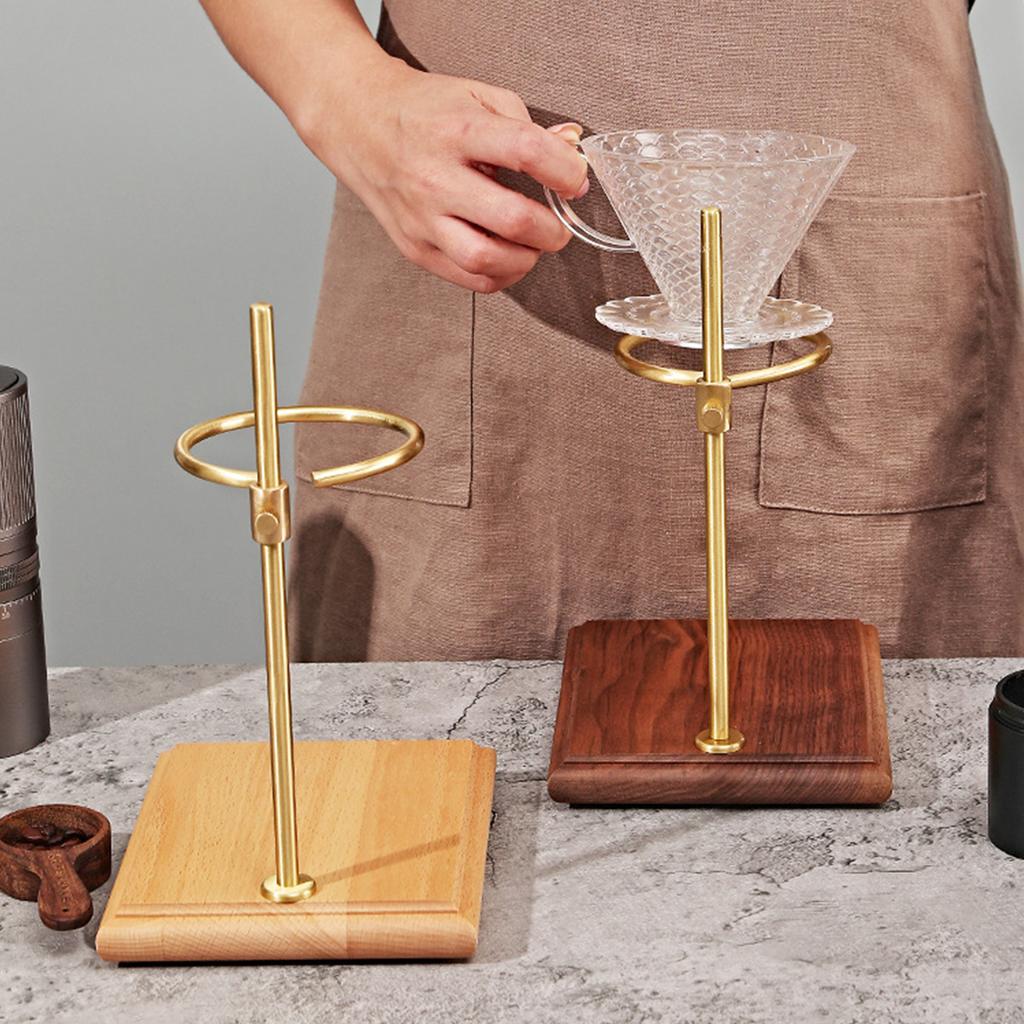 Coffee Dripper Stand Detachable Pour Over Coffee Filter Holder Stand with Natural Walnut Wood