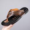 Genuine Leather Men Slippers Handmade Flip Flops Crocodile Grain Style Summer Men Casual Shoes Non-slip Outdoor Men Beach Shoes