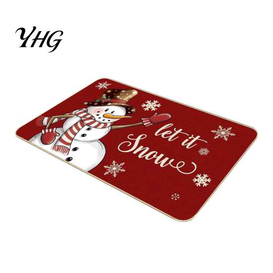 Water Absorbent Welcome Rug Christmas Door Mat, Festive Entrance Rug, 35" x 24" Non-Slip Washable Bathroom for Kitchen Holiday Home Decor Living Room